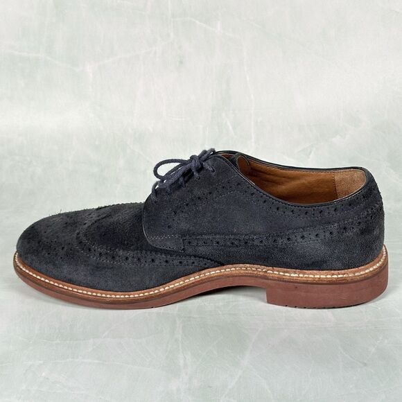 J CREW Shoes Mens Size 10.5 Kenton Wing Tips Navy Blue Suede Oxford 43687 - Picture 7 of 14